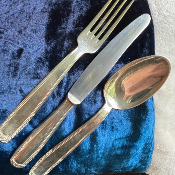 German Rostfrei Silverplated Fork, Knife & Soup Spoon 90 E.G. Maus Reinhild VTG - Picture 1 of 5
